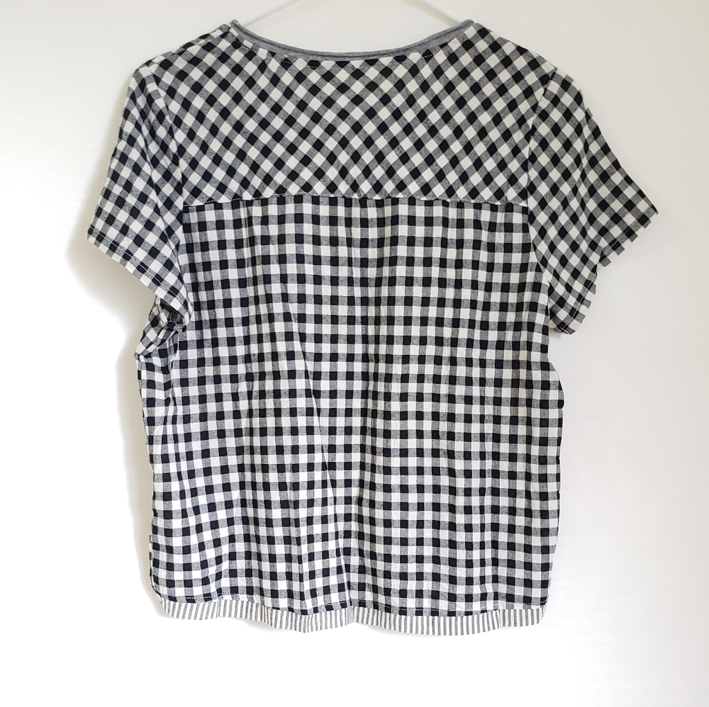 Rare VTG. Gingham Short Sleeve Summer Tops - Red & Black medium Womens - Picture 5 of 7